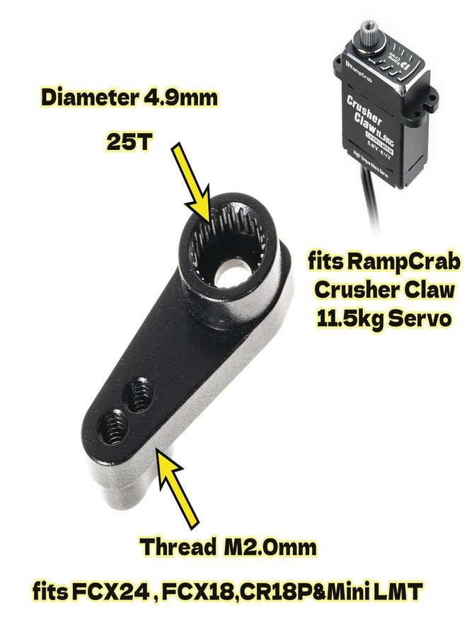 RampCrab RC Servo Horn, Diameter 4.9mm, 25T, Thread M2.0mm, Aluminium Alloy 7075, Mini Servo Arm Upgrade Accessory for FCX24, FCX18, CR-18P & Mini LMT, 3pcs - Image 2
